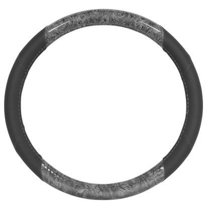BDK Burlwood Pattern and Leatherette Sport Grip Steering Wheel Cover (Fits 14.5" - 15.5")
