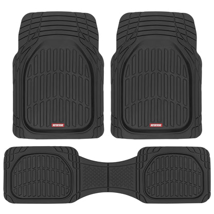 MotorTrend 3-Piece FlexTough Deep Dish Front Floor Mats and Rear Floor Mat - Heavy Duty, All Weather, Trim to Fit - Black
