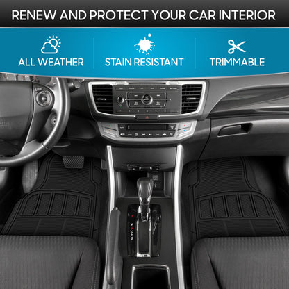 BDK 3-Piece Square Heel Pads Front Floor Mats and Rear Floor Mats - Heavy Duty, All Weather, Trim to Fit