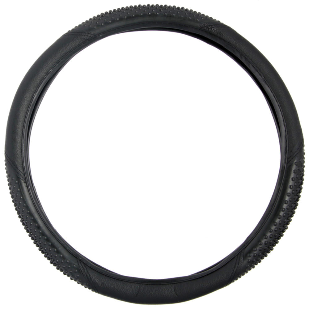 BDK Ergonomic Sport Massage Grip Steering Wheel Cover (Fits 14.5" - 15.5") - Black