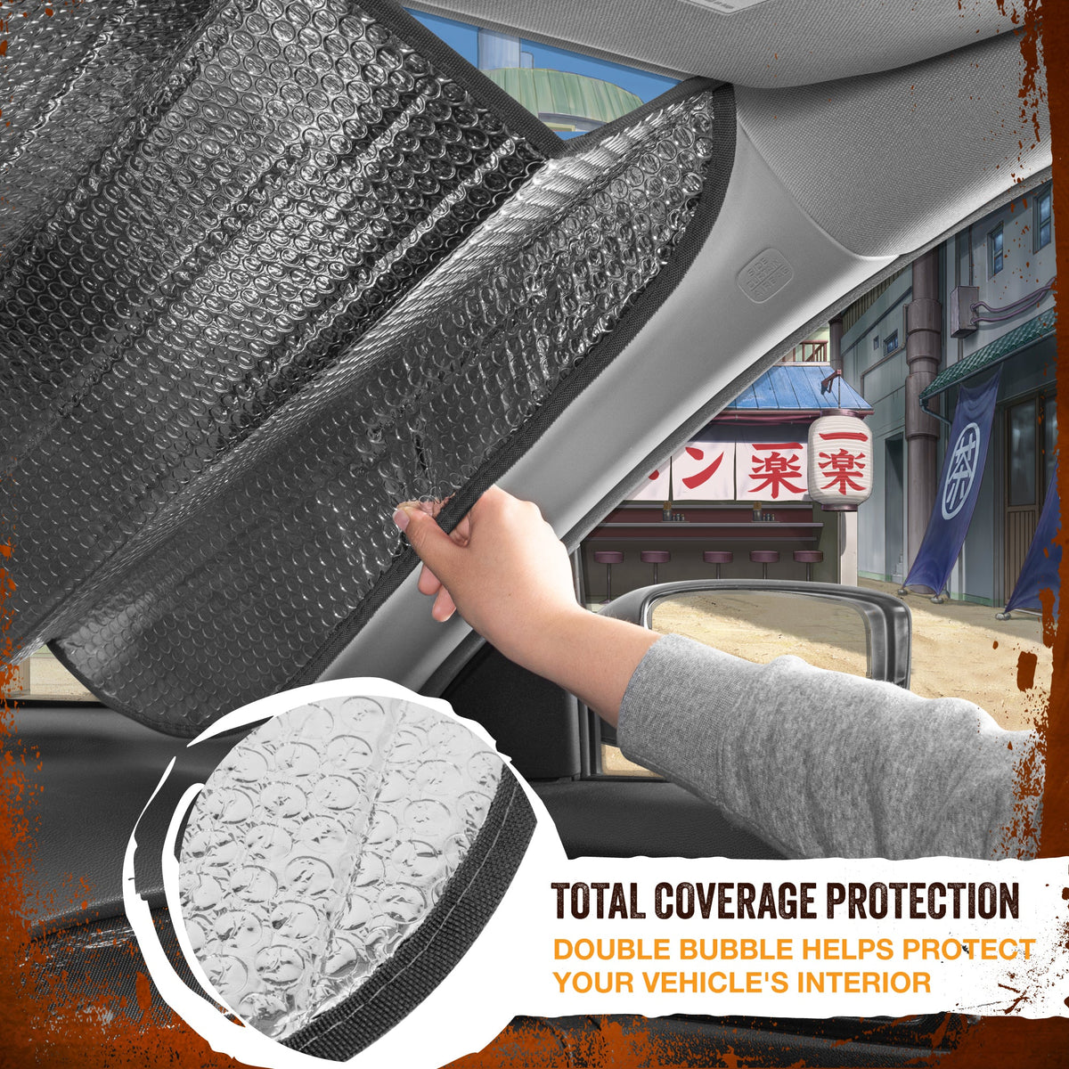 Naruto Shippuden Officially Licensed Windshield Sun Shade - Car Sun Shade Fits Most Autos, Trucks, SUV, & Van - Akatsuki Naruto Merch & Anime