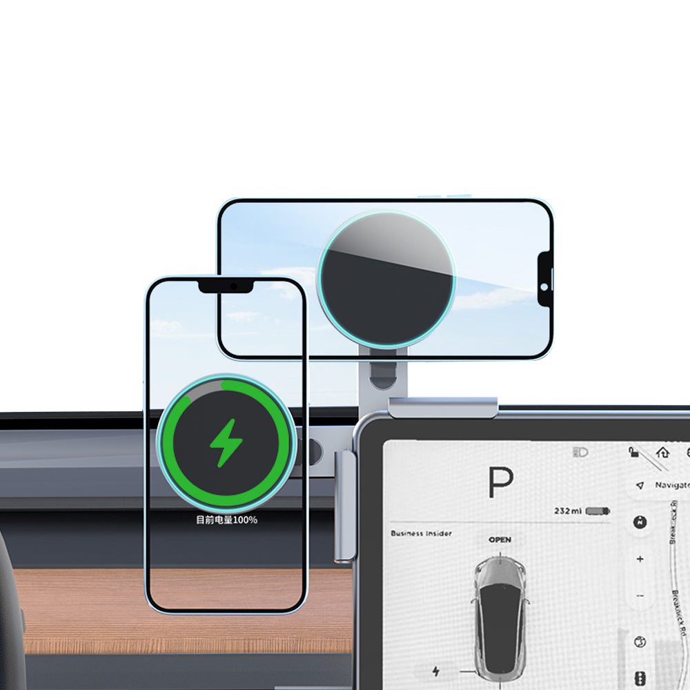 EVBASE-Premium EV&Tesla Accessories Model Y L Phone Mount Strongest Magnet Power Megasafe Car Mount Foldable Hidden Phone