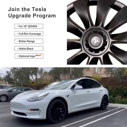 EVBASE Model 3 19 Inch Wheel Covers Replacement Überturbine Style Wheel Hubcaps Protector Cover Kit 4pcs