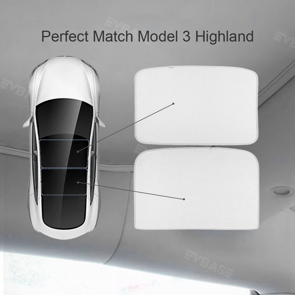 EVBASE Model 3 Highland Sunshade Glass Roof Sun Visor Heat Insulation Sun Protection