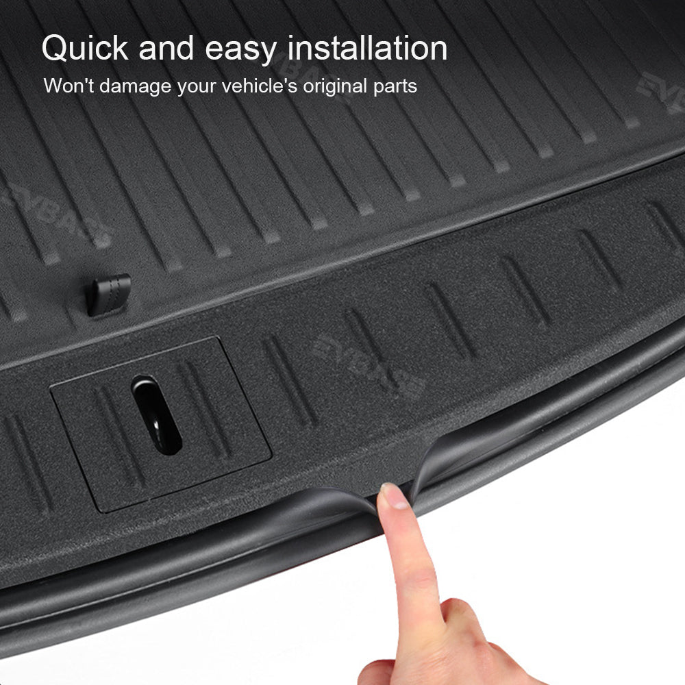 EVBASE Model S Trunk Sill Plate Cover Rear Bumper Protector Guard Trim TPE with Carbon Fiber Pattern