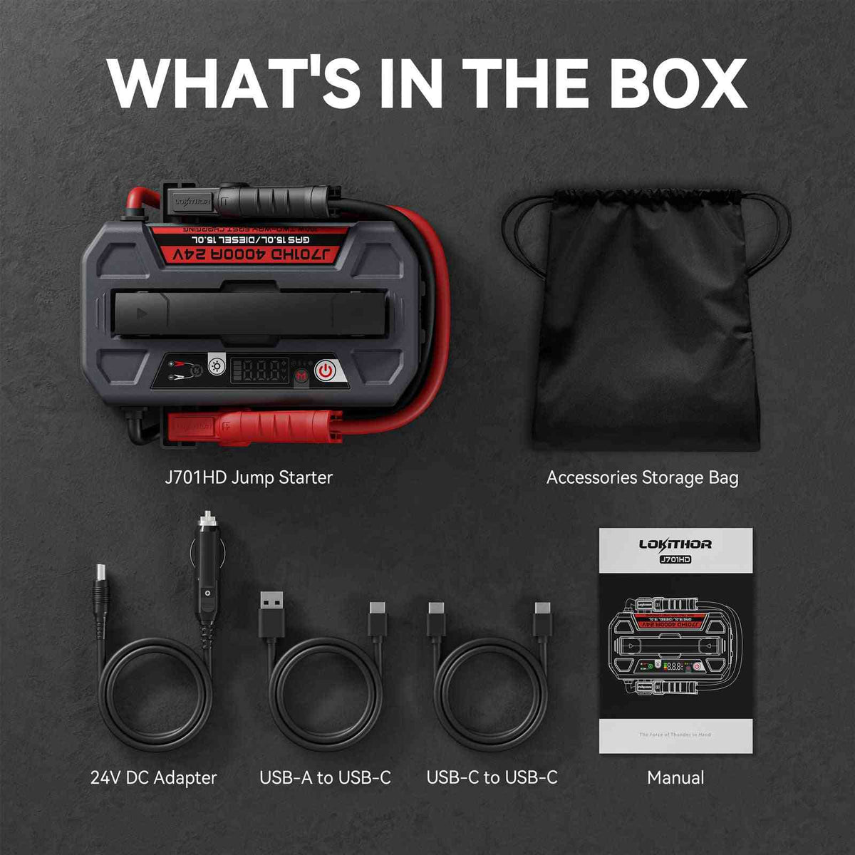 LOKITHOR J701HD LiPO 24V 207.2Wh 4000A Jump Starter with ConnectMax