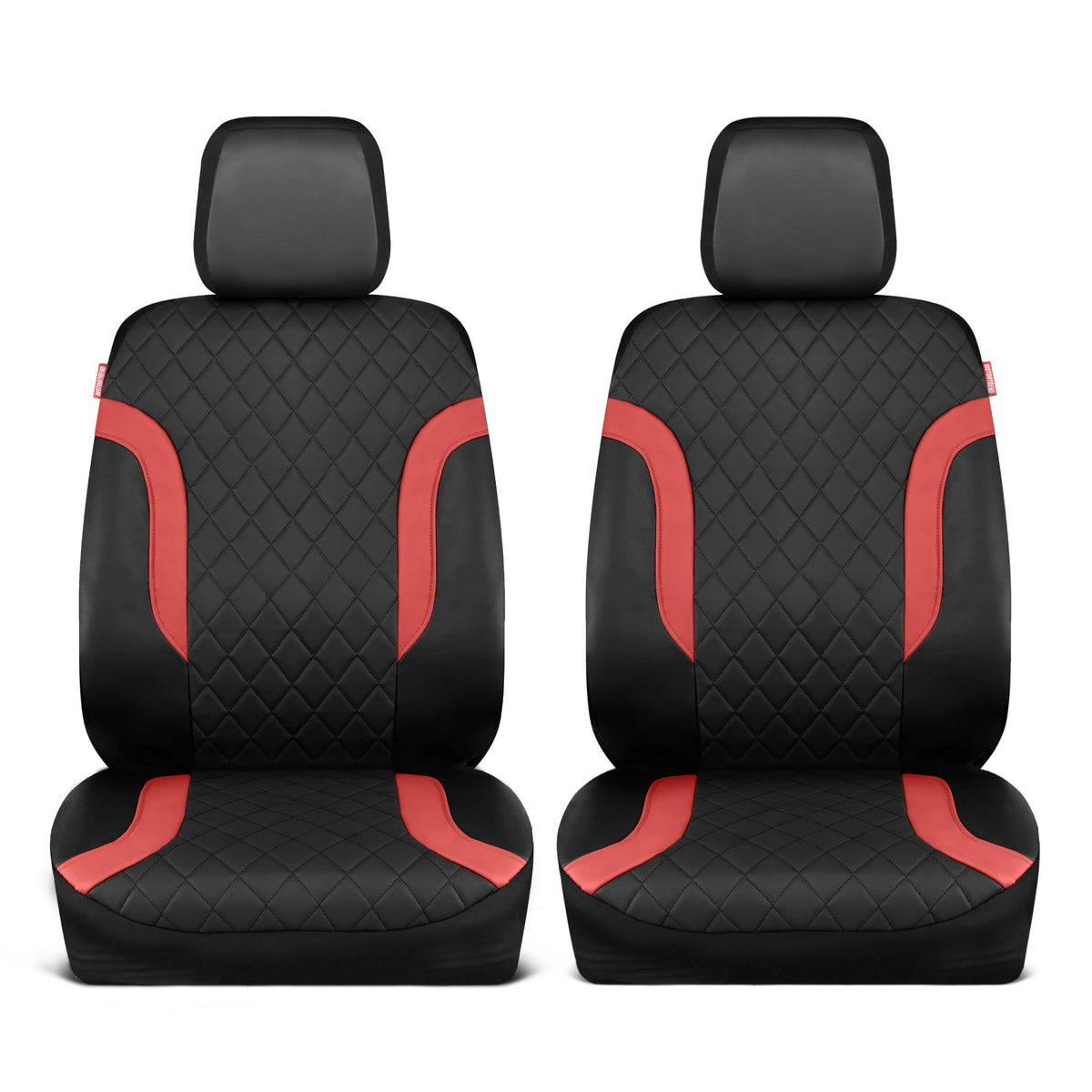 Motor Trend Faux Leather Seat Covers For Trucks, Cars, & SUV - Front Black & Red Car Seat Cover Set - Universal Fit For Most Automotives - Forros