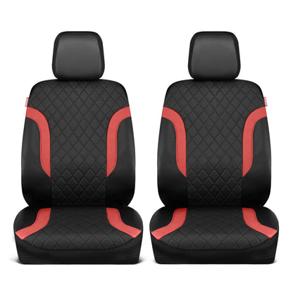 Motor Trend Faux Leather Seat Covers For Trucks, Cars, & SUV - Front Black & Red Car Seat Cover Set - Universal Fit For Most Automotives - Forros