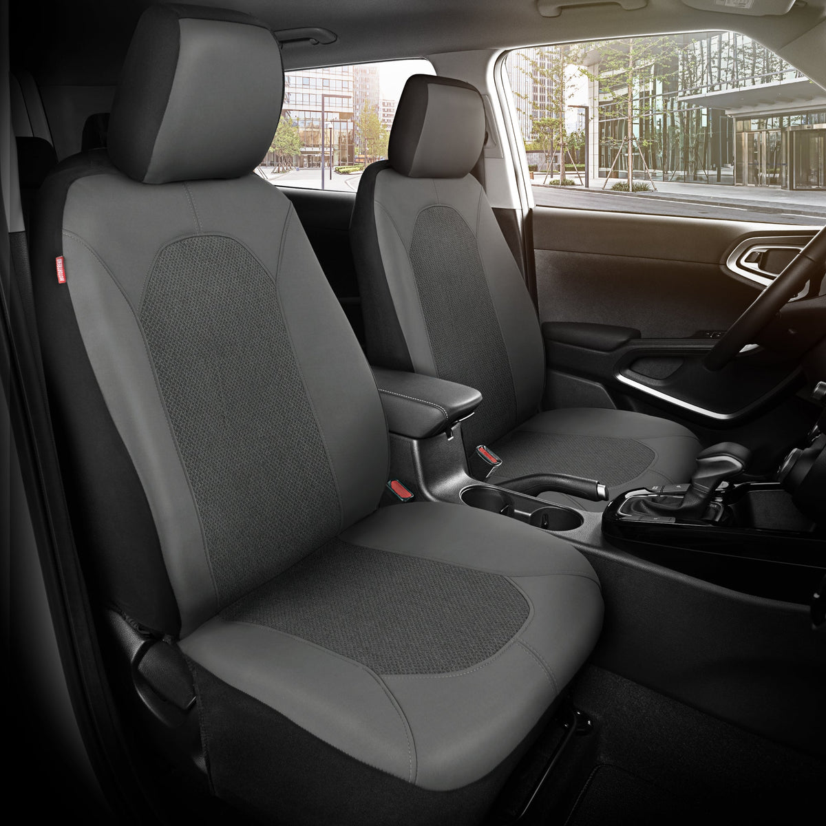 Motor Trend Charcoal Gray Car Seat Covers Set - 2 Front Seats – Spill-Proof Neoprene CarSeat Cover Protector for Cars – Automotive Interior Car