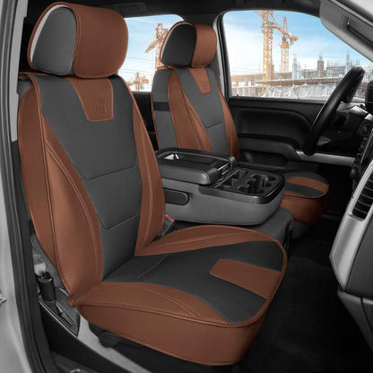 CAT® Edge Deluxe Car Seat Covers for Front Seats - Premium Two-Tone Faux Leather Seat Covers for Cars with Universal Fit, Rugged Automotive Seat