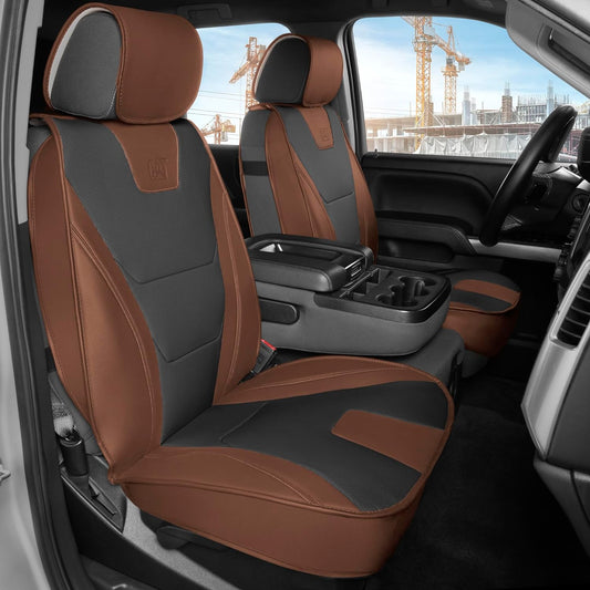 CAT® Edge Deluxe Car Seat Covers for Front Seats - Premium Two-Tone Faux Leather Seat Covers for Cars with Universal Fit, Rugged Automotive Seat