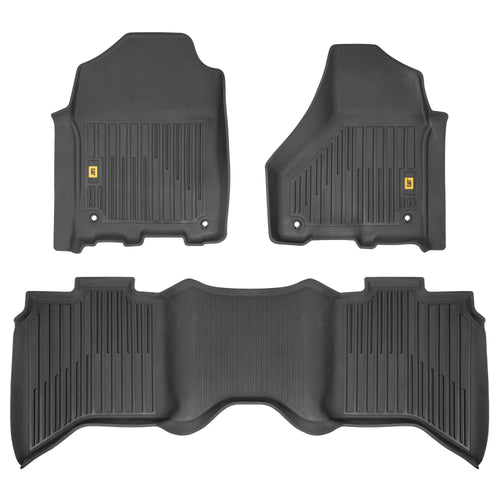 CAT 3-Piece JustFit 3D Front Floor Mats and Rear Floor Mats for Dodge Ram 1500 Crew Cab 2009-2018, Dodge Ram 2500/3500 Crew Cab 2010-2018, Dodge