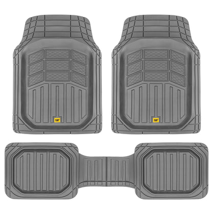 CAT 3-Piece Deep Dish Front Floor Mats and Rear Floor Mats - Heavy Duty, All Weather, Trim to Fit