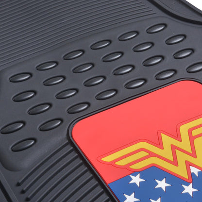BDK Armored Super Hero Car Floor Mats - Officially Licensed DC Comics - All Weather Heavy Duty Auto Interior Liners for Car Truck Van SUV