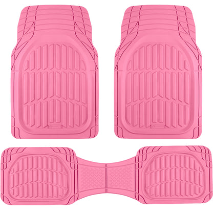 Carbella 3-Piece FlexTough Deep Dish Rubber Front Floor Mats and Rear Floor Mats - Heavy Duty, All Weather, Trim to Fit