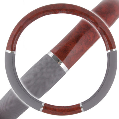 BDK Two-Tone Woodgrain Pattern Steering Wheel Cover (Fits 14.5" - 15.5")
