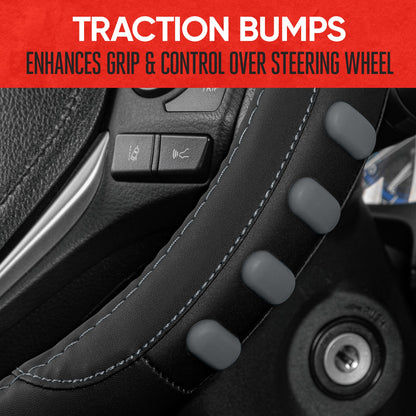 MotorTrend FlexGrip Steering Wheel Cover with Raised Bump Grips (Fits 14.5" - 15.5")