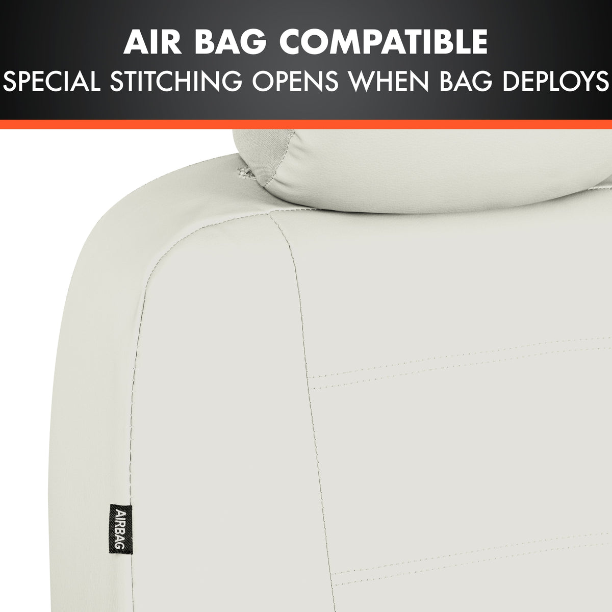 BDK 9-Piece White Leather Car Seat Cover Full Set, Front Seat Cover and Rear Bench Seat Cover, Universal Fit Car Seat Covers for Cars Trucks SUVs