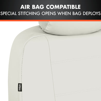 BDK 9-Piece White Leather Car Seat Cover Full Set, Front Seat Cover and Rear Bench Seat Cover, Universal Fit Car Seat Covers for Cars Trucks SUVs