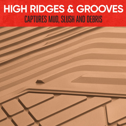 MotorTrend 3-Piece Raised Ridge Multi-Channel Front Floor Mats and Rear Floor Mat - Heavy Duty, All Weather, Trim to Fit