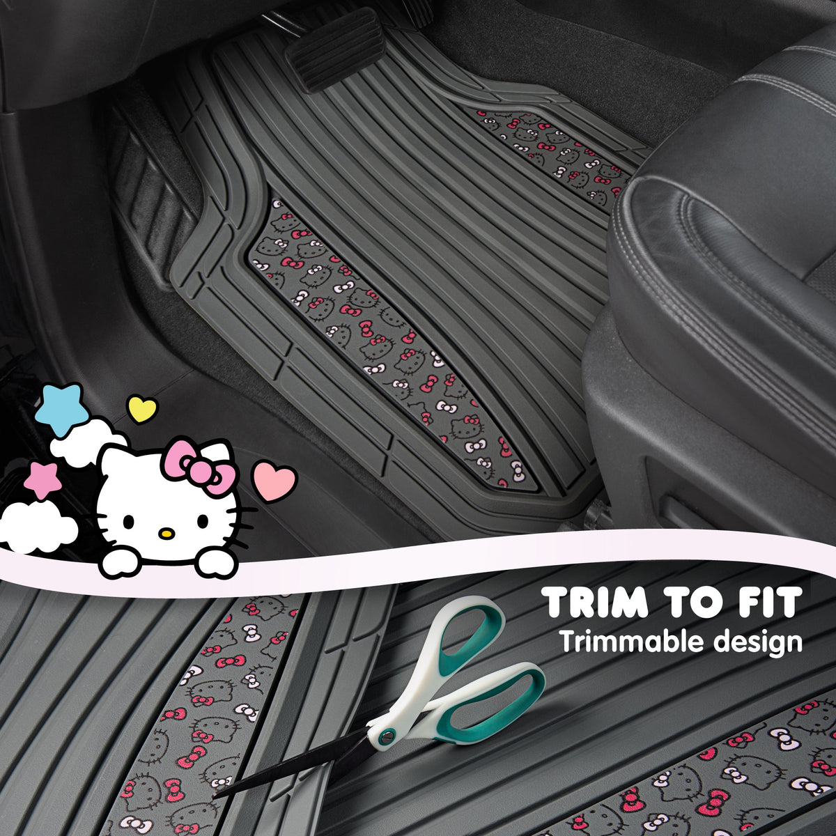 Hello Kitty Car Mats 4pc Floor Mats for Cars Trucks SUVs Kawaii Car Floor Mats for Women Men Accessories Rubber Heavy Duty Cute Non-Slip Always