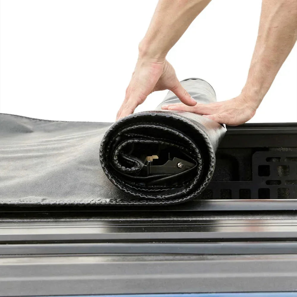 SYNETICUSA Silverado Soft Roll-Up Tonneau Cover With T-Slot Channel
