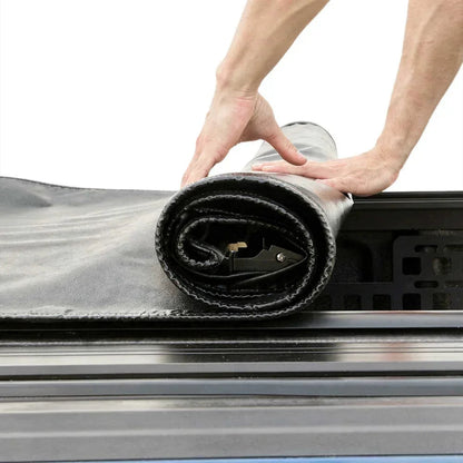 SYNETICUSA Silverado Soft Roll-Up Tonneau Cover With T-Slot Channel