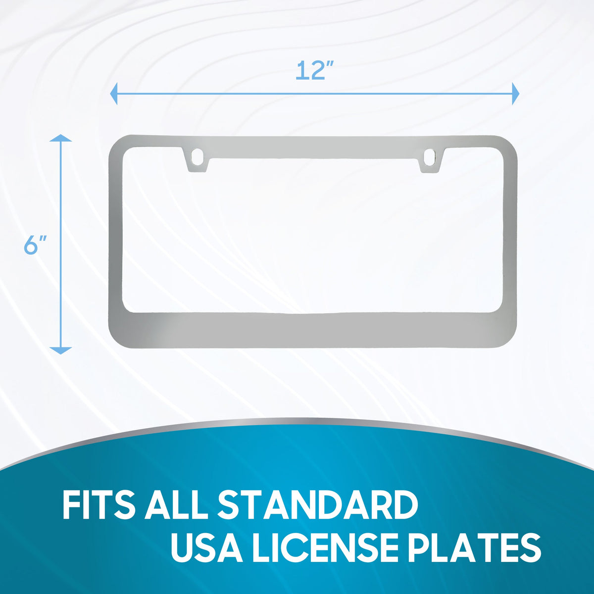 Chrome Plated Rust-Proof Die-Cast Stainless Metal License Plate Frame/Holder Universal Size - Blank Metal Design (Pack of 2)