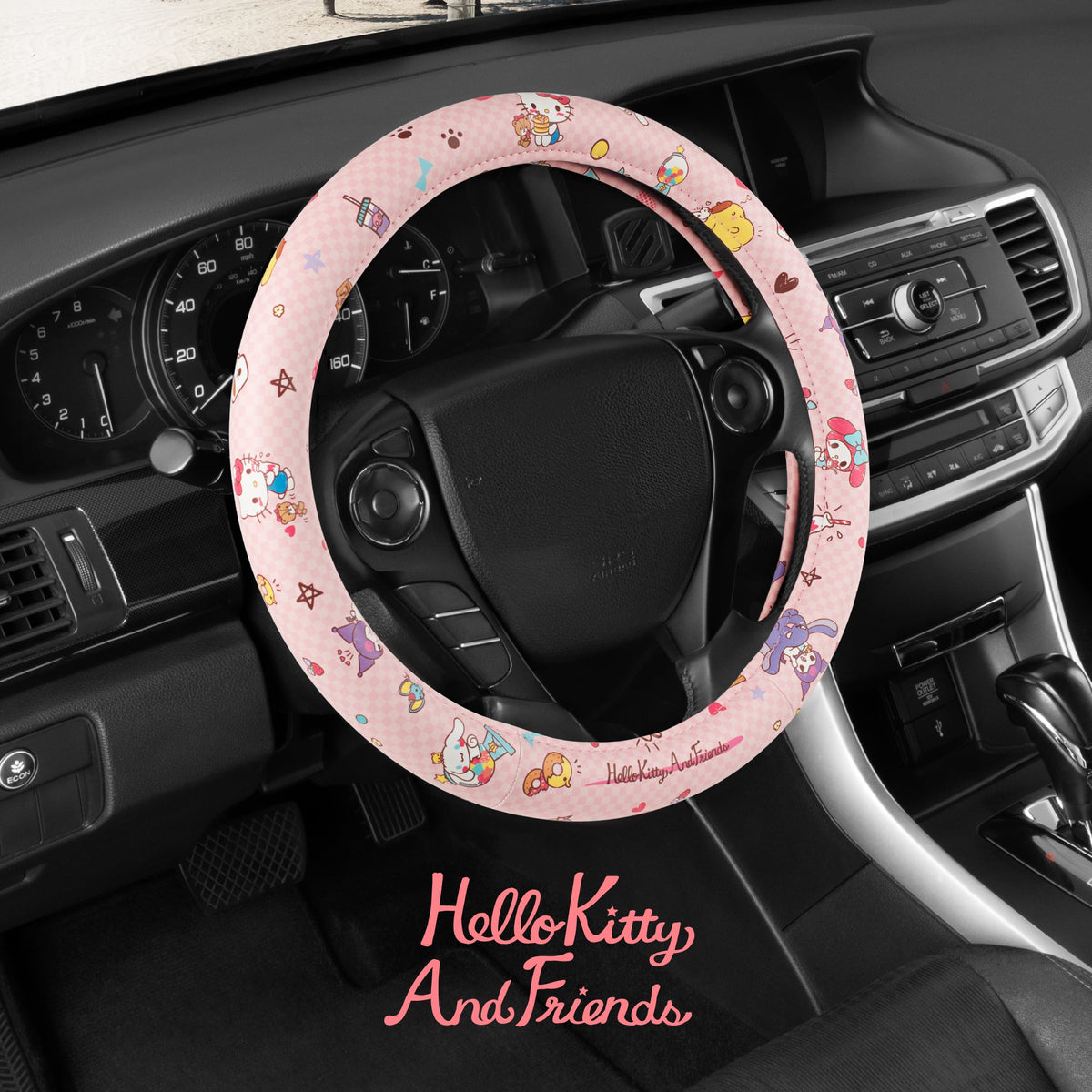 Hello Kitty and Friends Steering Wheel Cover, Universal Fit Cute Accessories for Women, Stylish Decor Gift Hello Accessories - Fits Standard