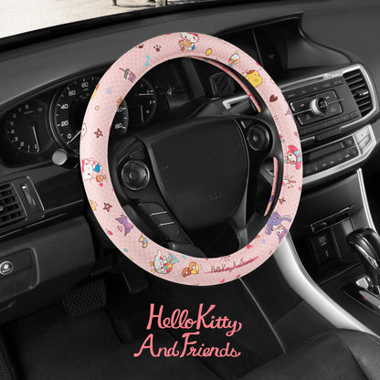 Hello Kitty and Friends Steering Wheel Cover, Universal Fit Cute Accessories for Women, Stylish Decor Gift Hello Accessories - Fits Standard