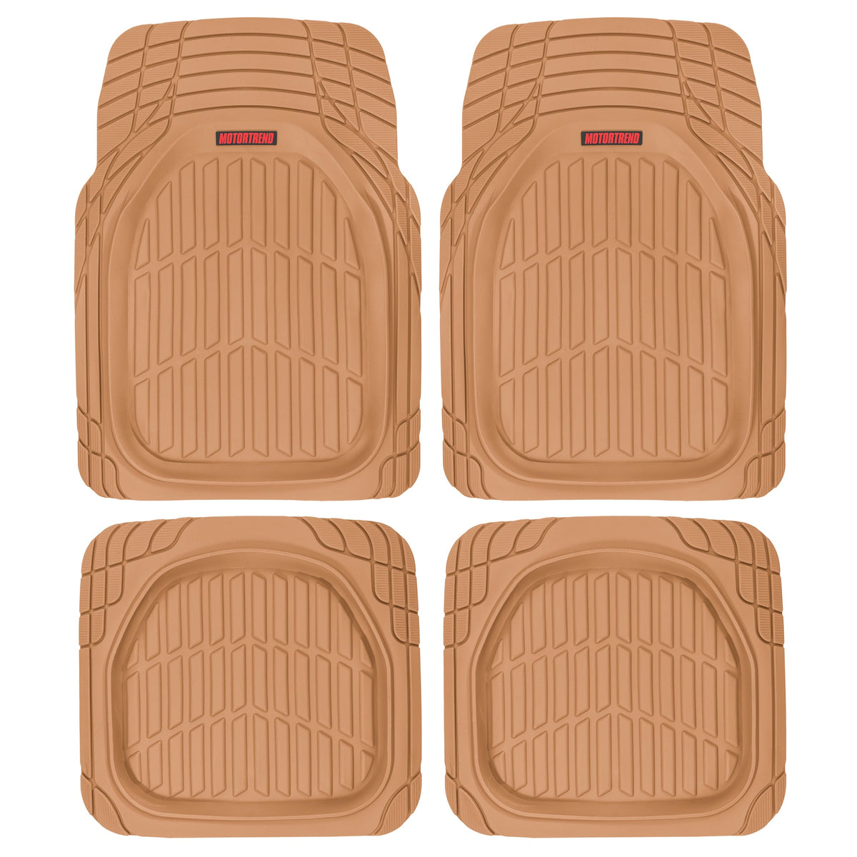 MotorTrend 4-Piece FlexTough Tortoise Front Floor Mats and Rear Floor Mats - Beige