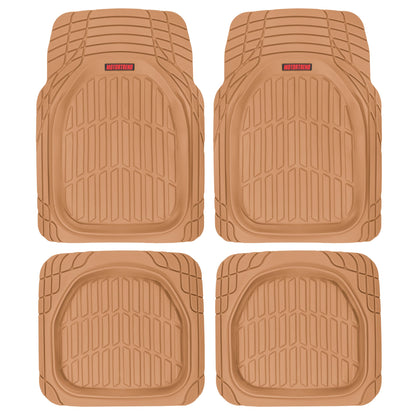 MotorTrend 4-Piece FlexTough Tortoise Front Floor Mats and Rear Floor Mats - Beige