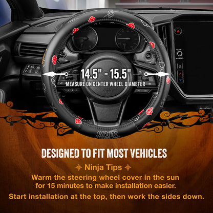 Naruto Shippuden Car Steering Wheel Cover, 15 Inch Anime Steering Wheel Cover, Cushioned Soft Comfortable Cover Anime Car Accessories for Men