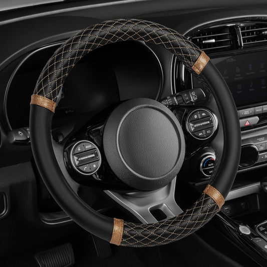 Product image: Carbella Bronze Quilted Steering Wheel Cover (Fits 14.5" - | JiangCarGear