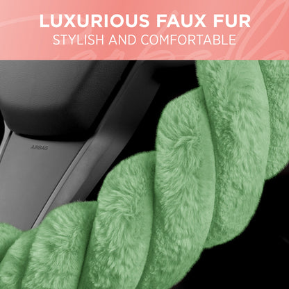Carbella Twisted Plush Fur Steering Wheel Cover (Fits 14.5" - 15.5")
