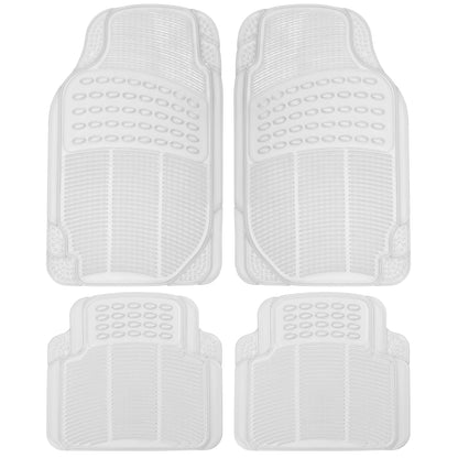 BDK 4-Piece Cushioned Grip Pad Front Floor Mats and Rear Floor Mats - Heavy Duty, All Weather, Trim to Fit - Clear