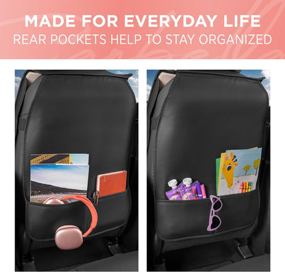 BlingStitch™ Car Seat Covers for Front Seats - Luxurious Vegan Leather Seat Covers for Cars with Black Bling Crystals, Premium Automotive Seat
