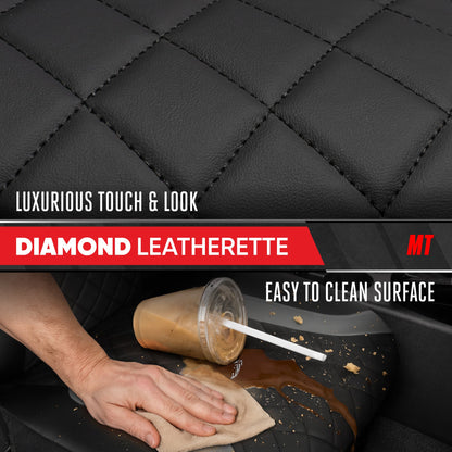 Motor Trend Faux Leather Seat Covers For Trucks, Cars, & SUV - Front Black & Gray Car Seat Cover Set - Universal Fit For Most Automotives