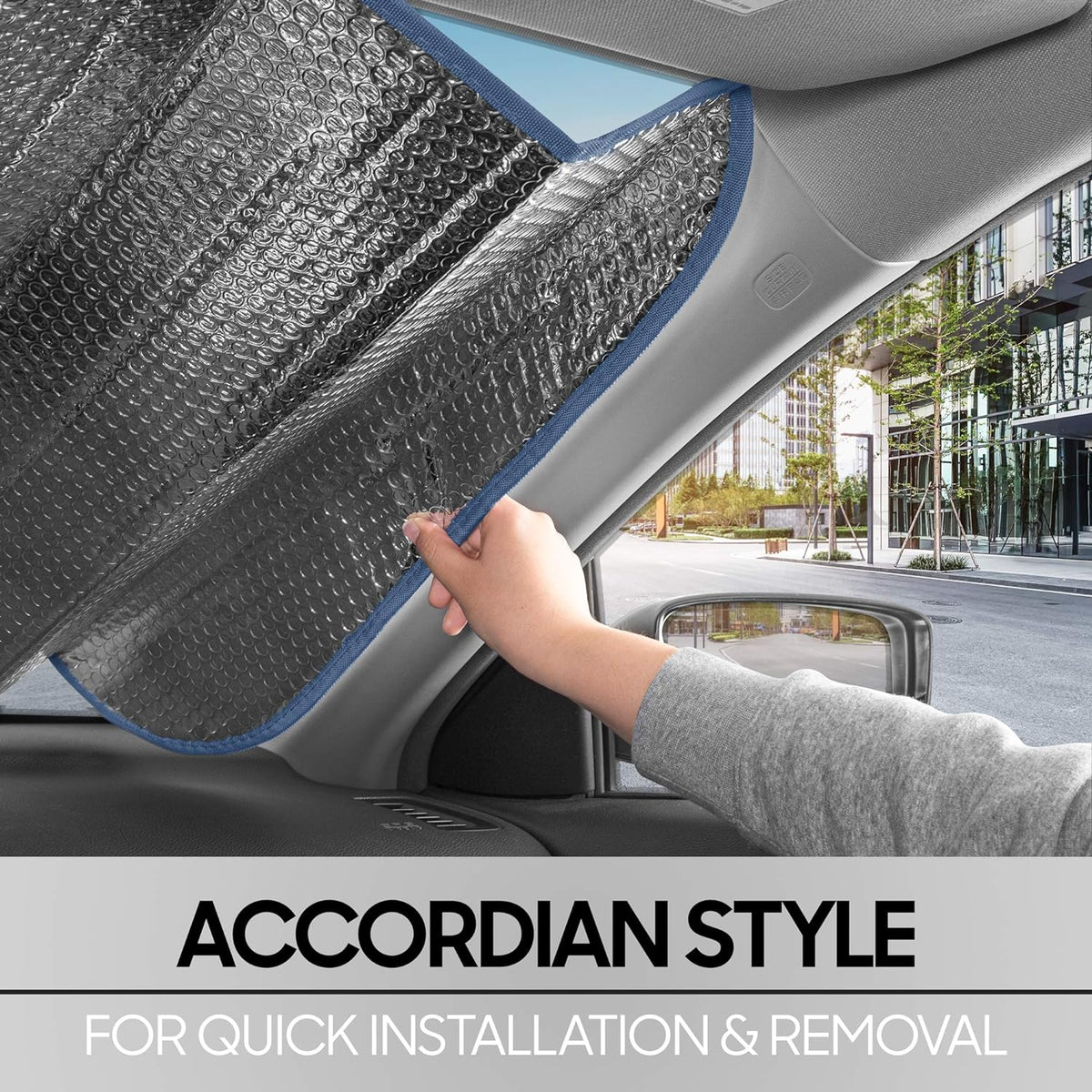 BDK Iridescent Mermaid, Hologram Foil, Chameleon Front Windshield Sun Shade, Double Bubble Accordion Folding Auto Sunshade for Car Truck SUV 58 x