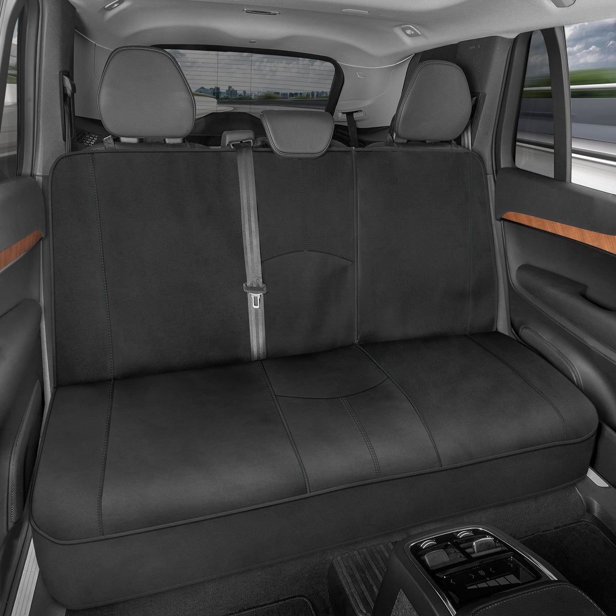 Motor Trend SpillGuard Waterproof Rear Split Bench Seat Covers for Trucks Rear Seat Cover Only - Black Car Seat Covers, Back Seat Covers Only