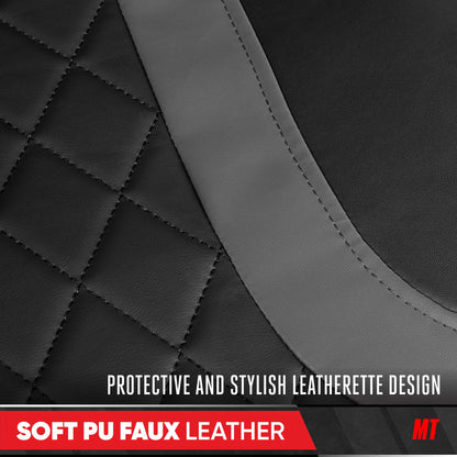 Motor Trend Faux Leather Seat Covers For Trucks, Cars, & SUV - Front Black & Gray Car Seat Cover Set - Universal Fit For Most Automotives