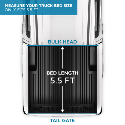 MotorBox Soft Tri-Fold Truck Tonneau Cover for Ford F-150 2015-2024 5.5 ft Bed, All-Weather Folding Truck Bed Cover with Black Flag Graphic