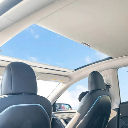 EVBASE Model Y Retractable Sunshade Glass Roof Sun Visor with Roll Fabric Style