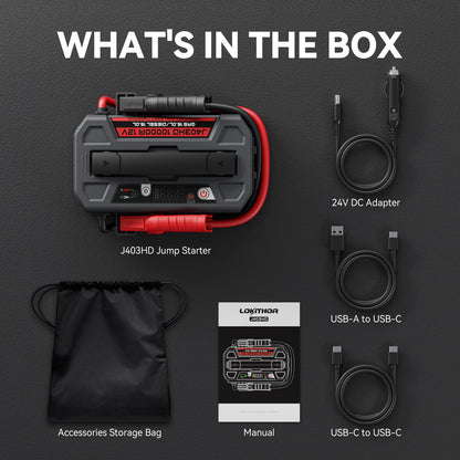LOKITHOR J403HD LiPO 12V 236.8Wh 10000A Jump Starter with ConnectMax