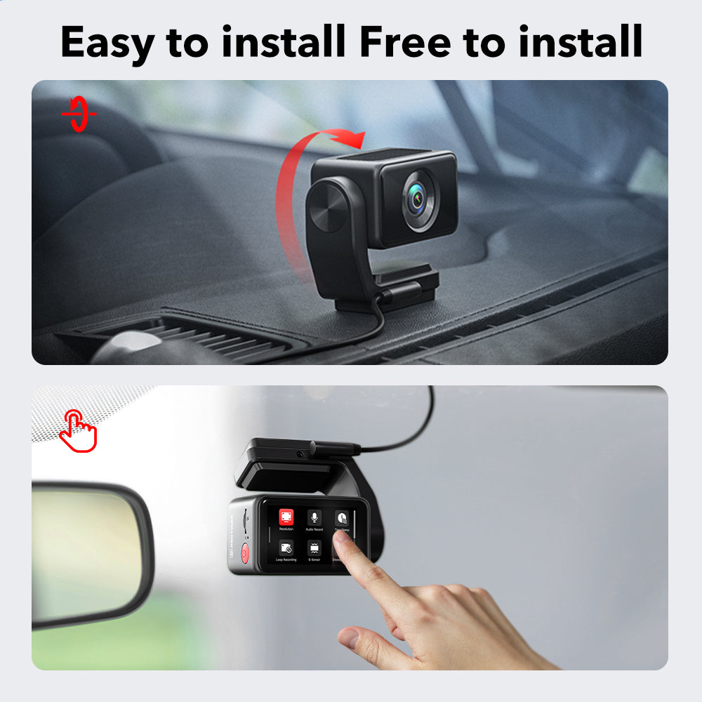 Redtiger 2CH A4 4K+1080P 5.8GHz WIFI Voice Control Dash Cam