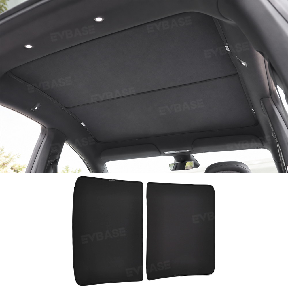 EVBASE Model Y L Glass Roof Sunshade Ice Crystal Sunroof Shade Foldable Heat Reflective Sun Visor