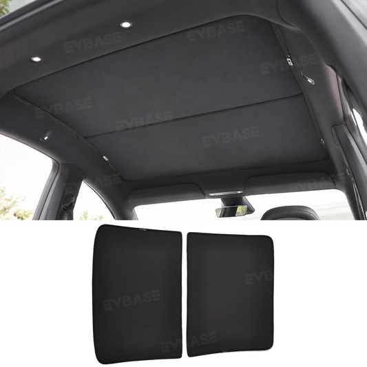 EVBASE Model Y L Glass Roof Sunshade Ice Crystal Sunroof Shade Foldable Heat Reflective Sun Visor