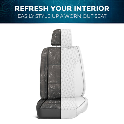 Car Seat Covers - DiamondLux Edition Premium Faux Leather Seat Protectors - Double Cross Stitched Cushioned Automotive Accessories for Trucks