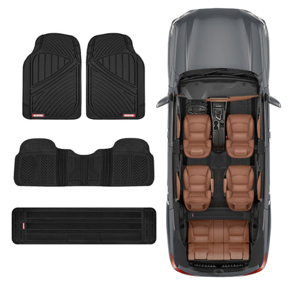 MotorTrend 4-Piece 3-Rows Extra-High Ridgeline Front Floor Mats, Middle Floor Mat, and Rear Floor Mat