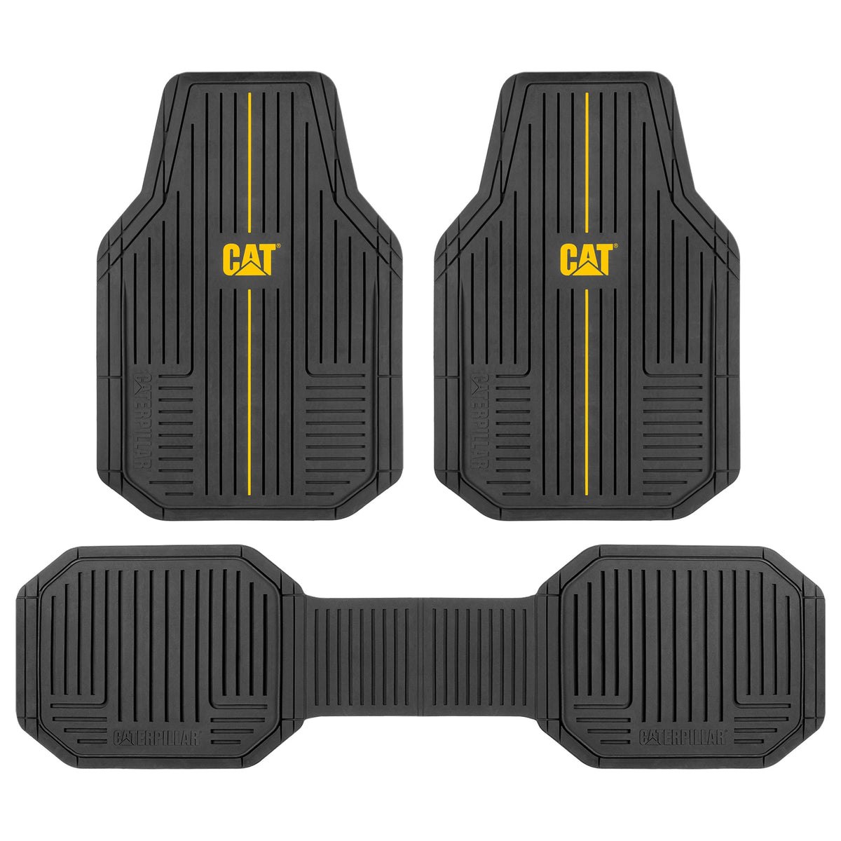 CAT® Heavy-Duty 4 Piece Black Floor Mats for Cars, Trucks & SUVs – Trim-to-Fit All-Weather Rubber Car Mats Full Set, Waterproof Interior